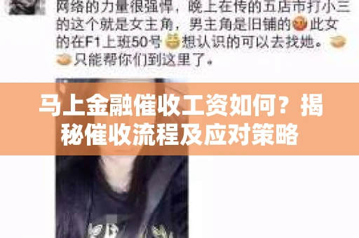 马上金融催收工资如何?揭秘催收流程及应对策略 马上金融催收工资如何?揭秘催收流程及应对策略