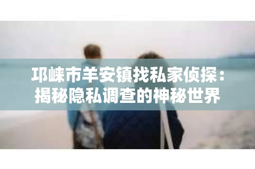 邛崃市羊安镇找私家侦探：揭秘隐私调查的神秘世界